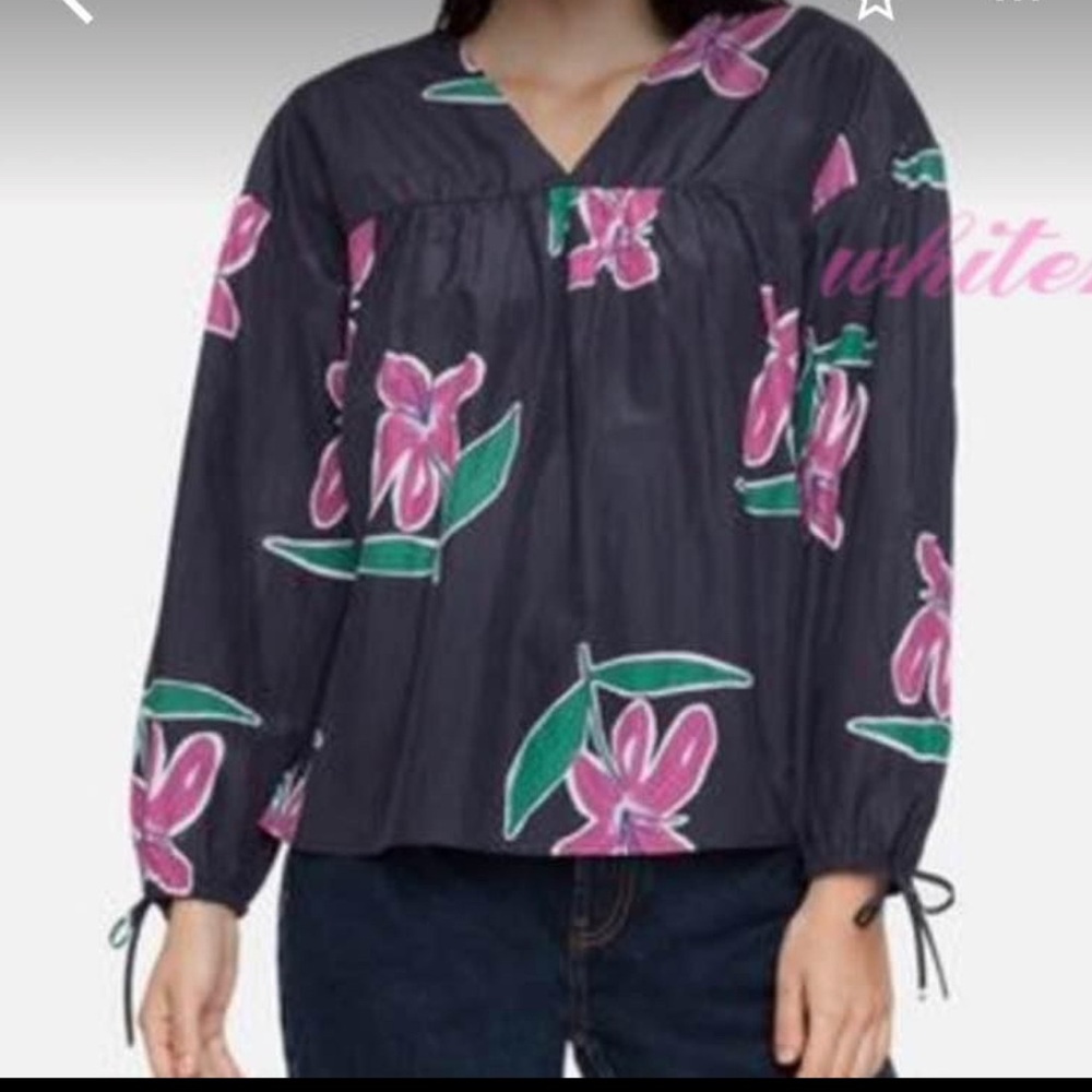 Tucker Gray and Purple Relaxed Smocked Blouse